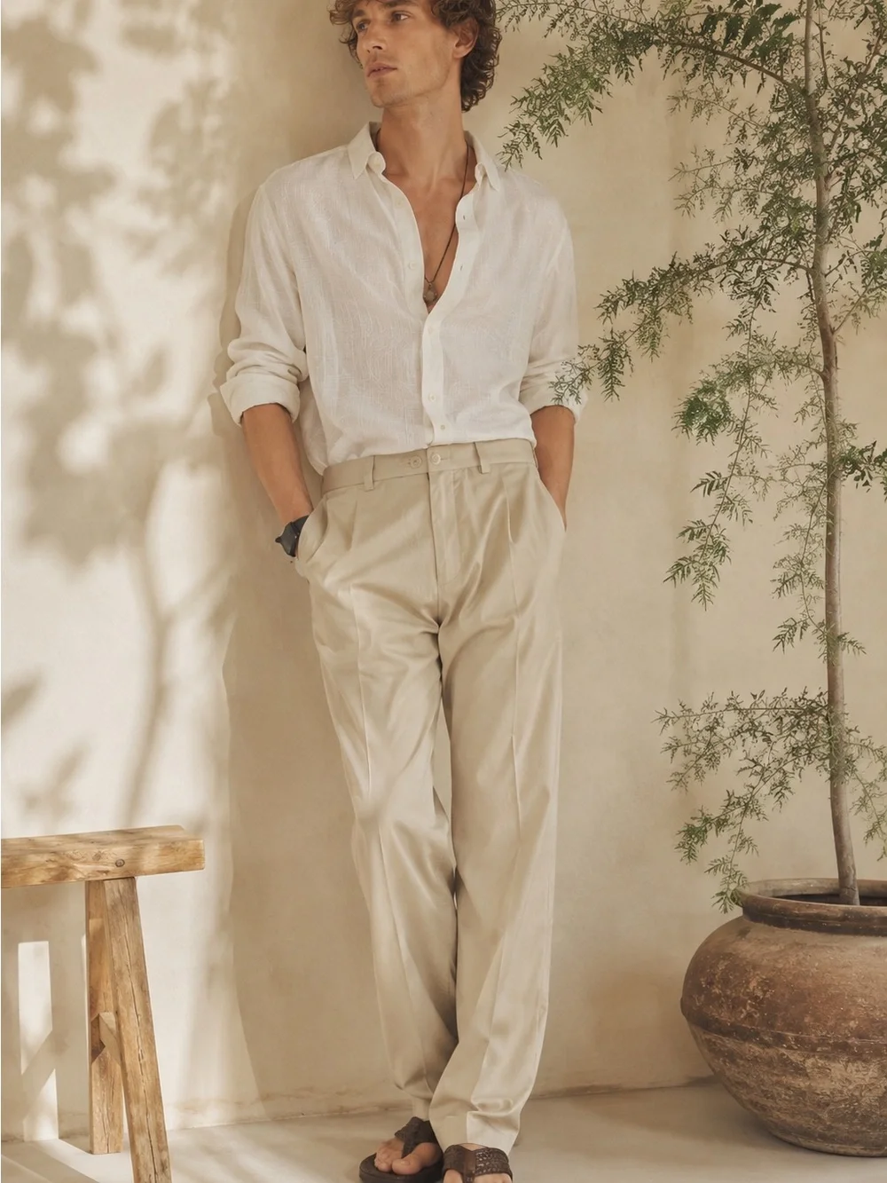 Men’s Hagger Tan Classic Fit Cool 18 Relaxed Fit Trouser Slacks Pants 31/32
